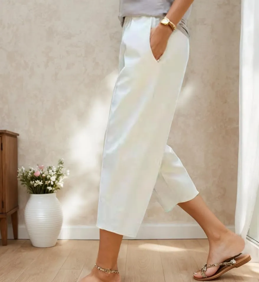 Women Cotton Linen Pants High Waist Harem Pants Casual Loose Solid Color Plus Size Wide Leg Capri with Pockets