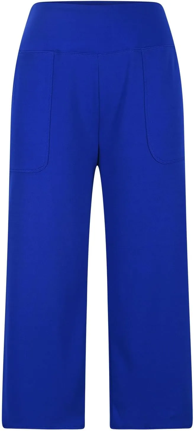 Women Curved Split Hem Capri Pant Summer Casual Loose Yoga Workout Pants Elastic High Waist Crop Trousers for Gym Running