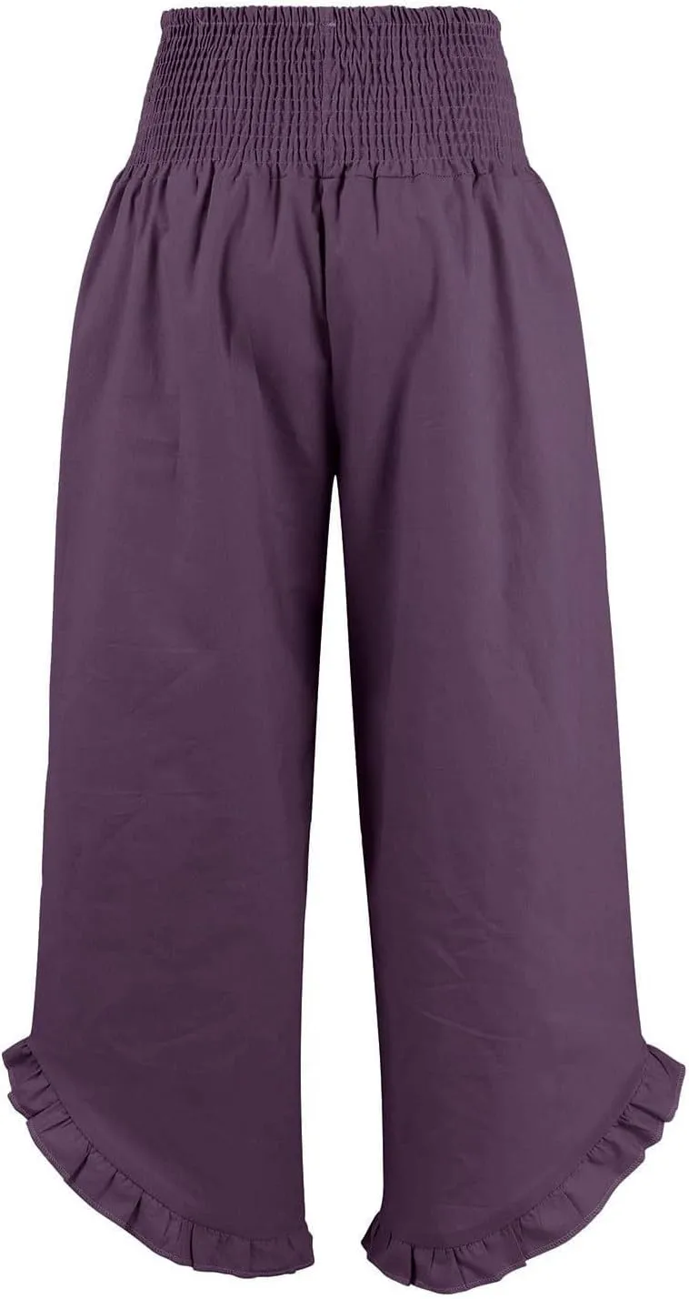 Women Linen Palazzo Pants 2025 Summer High Waisted Wide Leg Pant Pleated Beach Travel Trousers with Pockets