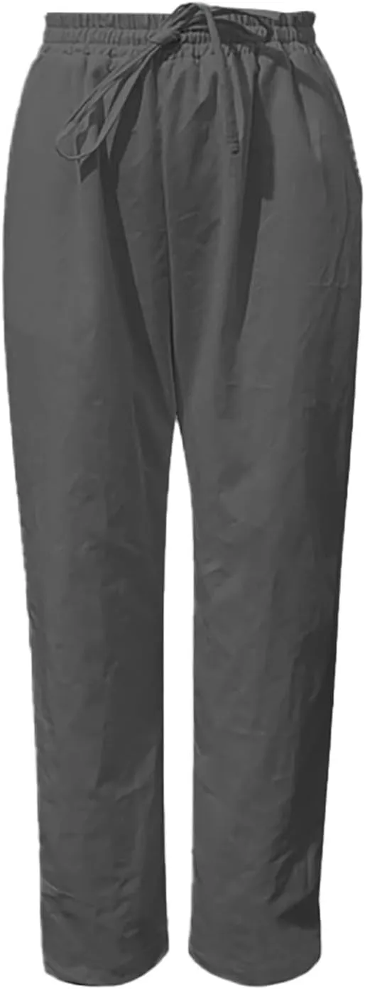 Women Linen Summer Capri Pants 2025 Casual Trendy Solid Wide Leg Elastic Waist Cropped Trousers Comfy Beachwear Pants
