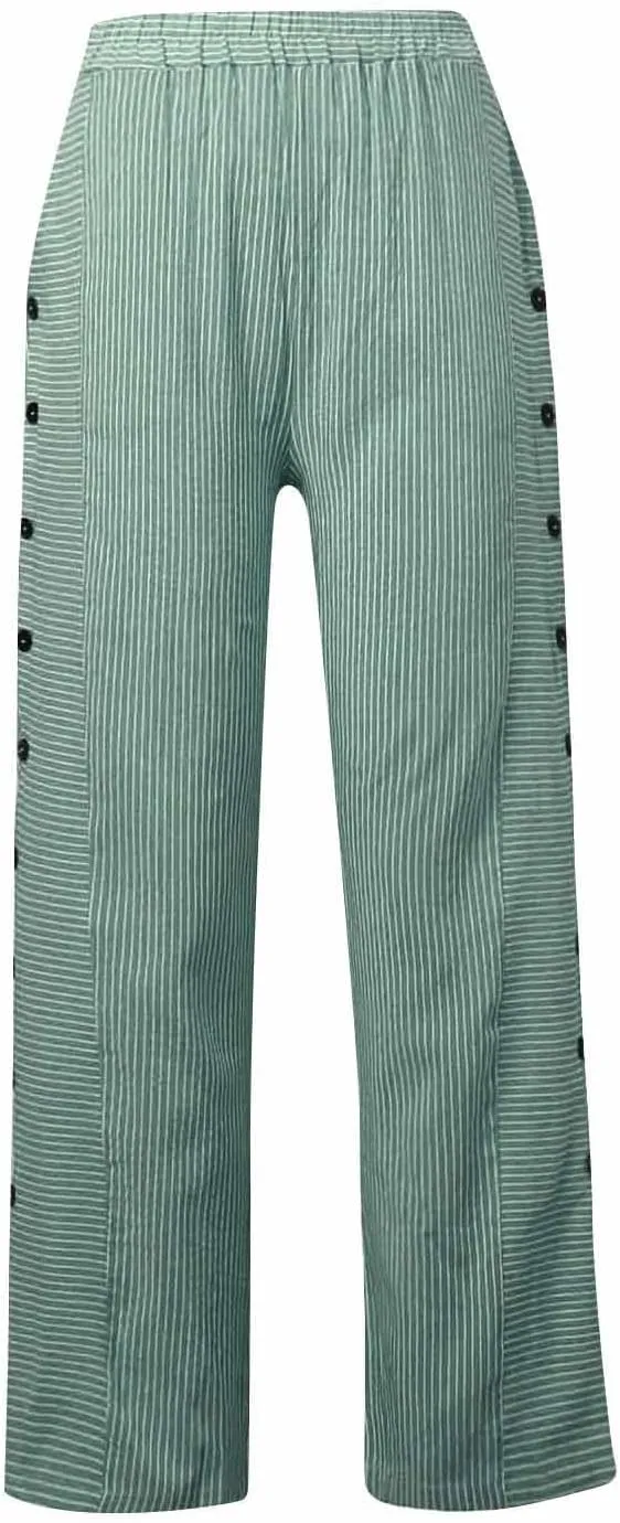 Women Summer Casual Linen Pants Straight Leg Elastic Waist Pockets Cropped Pants, Small-5X-Large, Beige