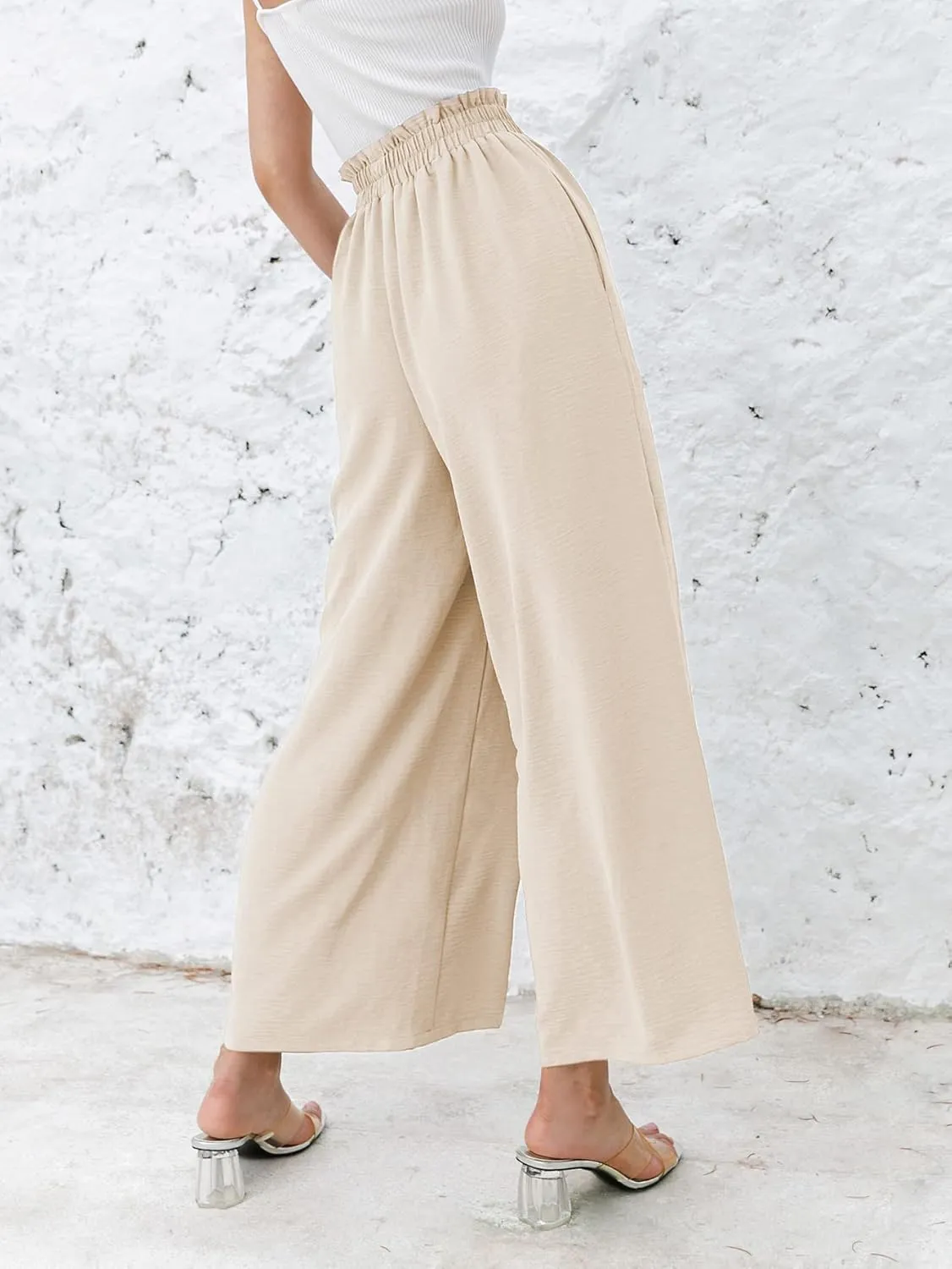 Women's Boho High Waisted Palazzo Pants Summer Beach Wide Leg Flowy Pants