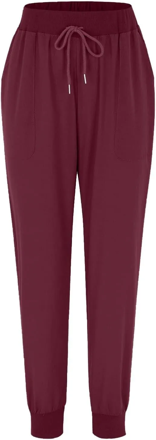 Women's Cotton Linen Pants Summer Lightweight Drawstring Lounge Pants Cinch Bottom Baggy Casual Trousers with Pockets