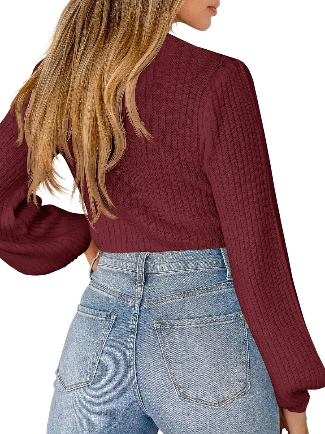 Womens Fall Winter Cropped Sweater Causal Mock Neck Ribbed Knit Pullover Jumper Tops