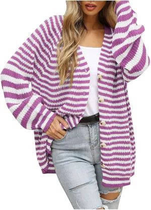 Women's Long Sleeve Cardigan Sweater Winter Sweater Warm Button Down Soft Fall Loose Acrylic Casual Spring