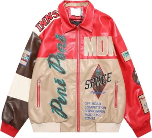 Women's Men's Faux Leather Jacket Varsity Jacket for Woman Motorcycle Bomber Jacket Coat 2024