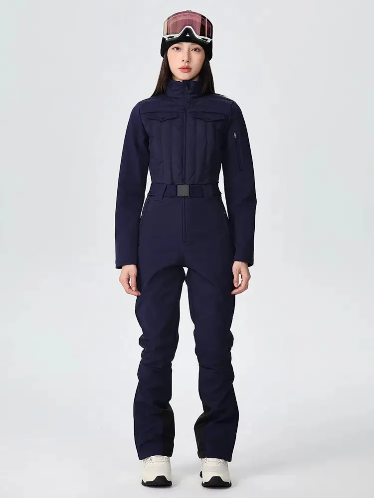 Women's One-piece Slim Ski Suits High elasticity Snow Jumpsuit
