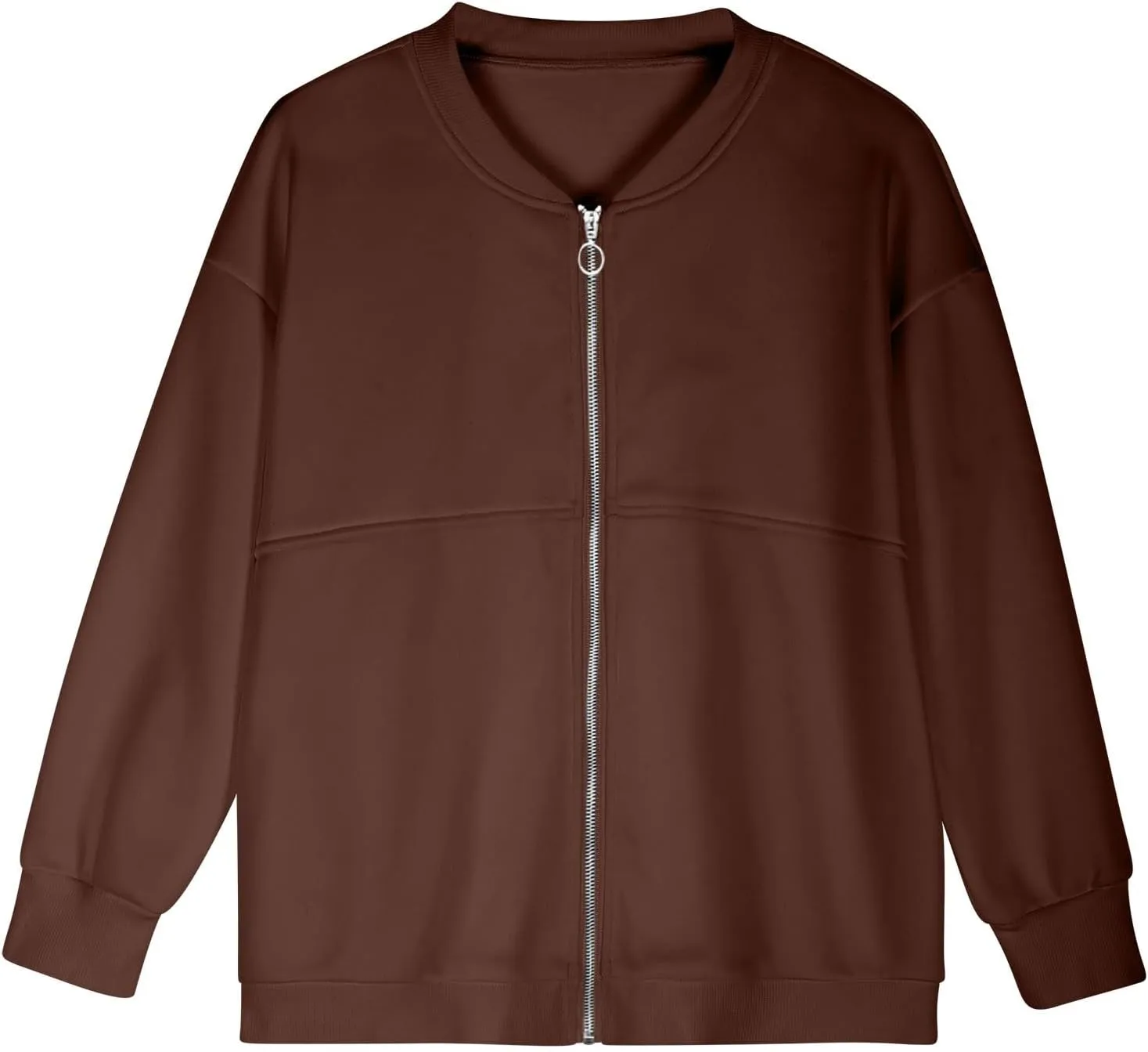 Womens Oversized Sweatshirts Hoodies Zip Up Pullover Fall Cool Outfits Crew Neck Simple Elegant Winter Jack Coat
