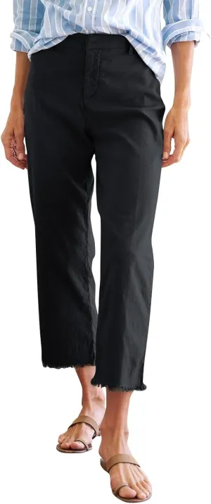 Womens Pants, Linen Straight Leg Peasant Pants Women's Casual Elastic Waist Workout