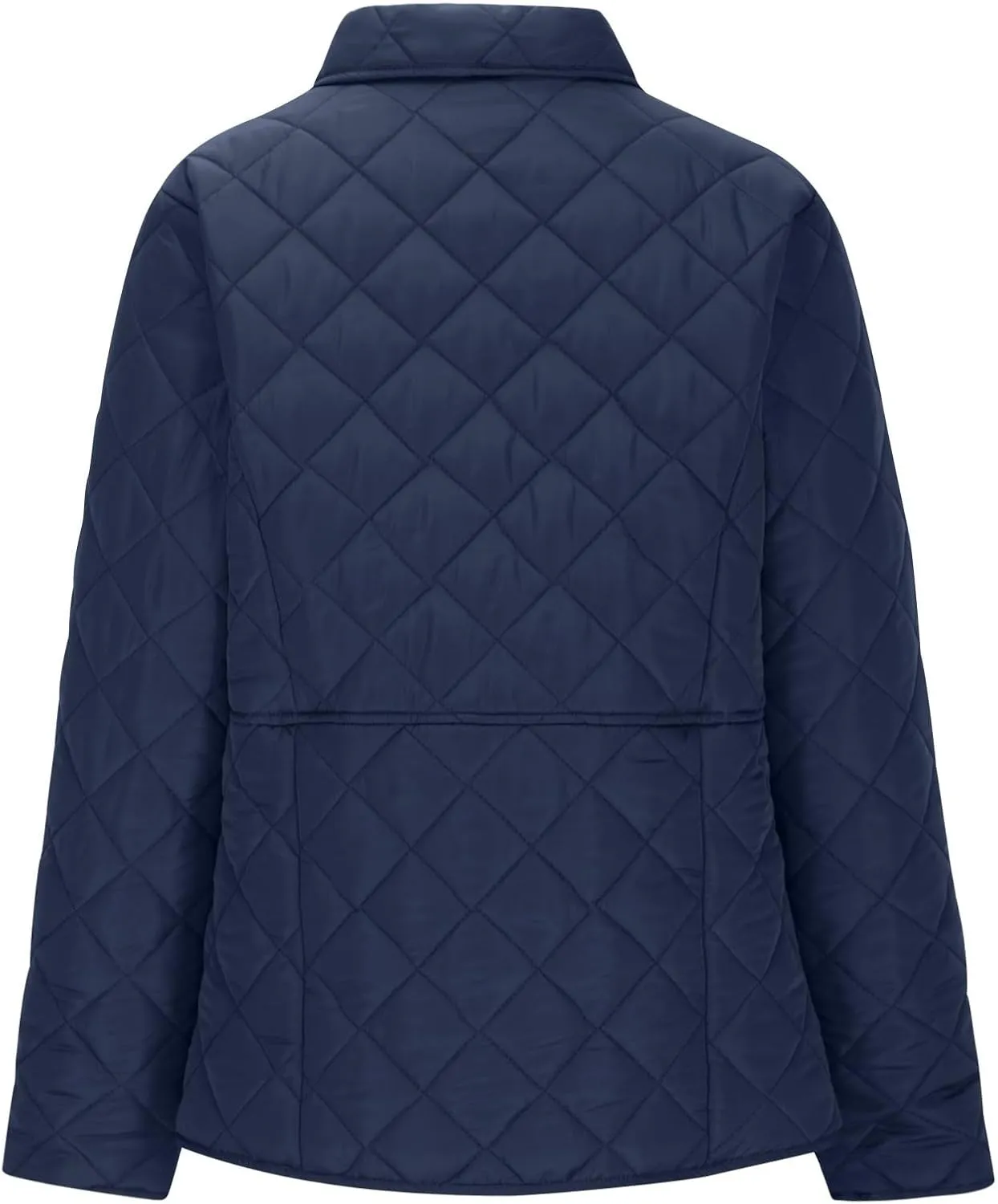 Women's Puffer Jacket Long Sleeve Button Down Lapel Quilted Coats Casual Lightweight Outwear Jacket With Pockets