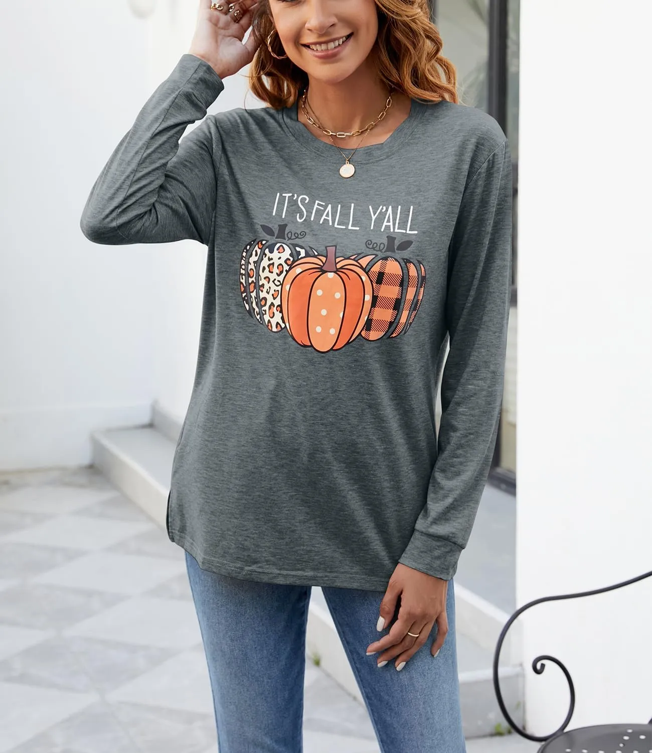 Womens Pumpkin Graphic Sweatshirts Crewneck Casual Fall Long Sleeve Tops