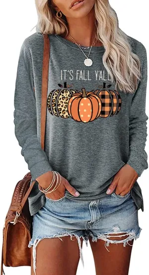 Womens Pumpkin Graphic Sweatshirts Crewneck Casual Fall Long Sleeve Tops
