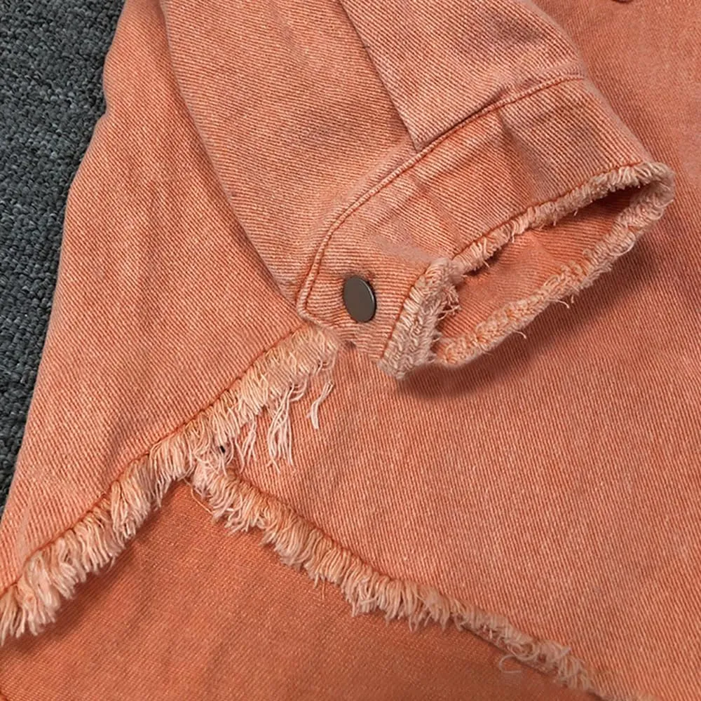 Women's Ripped Distressed Jean Jacket Vintage Oversized Frayed Washed Denim Jacket Boyfriend Western Shacket Coat