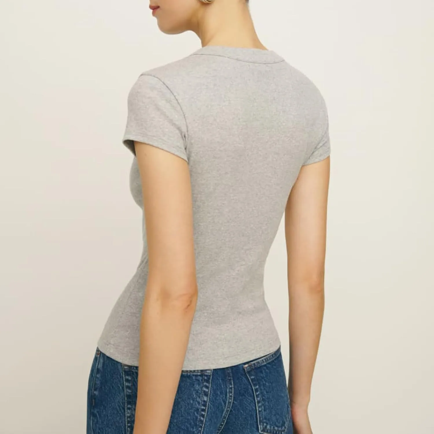 Womens Short Sleeve Button Up Slim Tshirt Crewneck Button Down Ribbed Knit Cardigan Tee Going Out Basic Dressy Tops