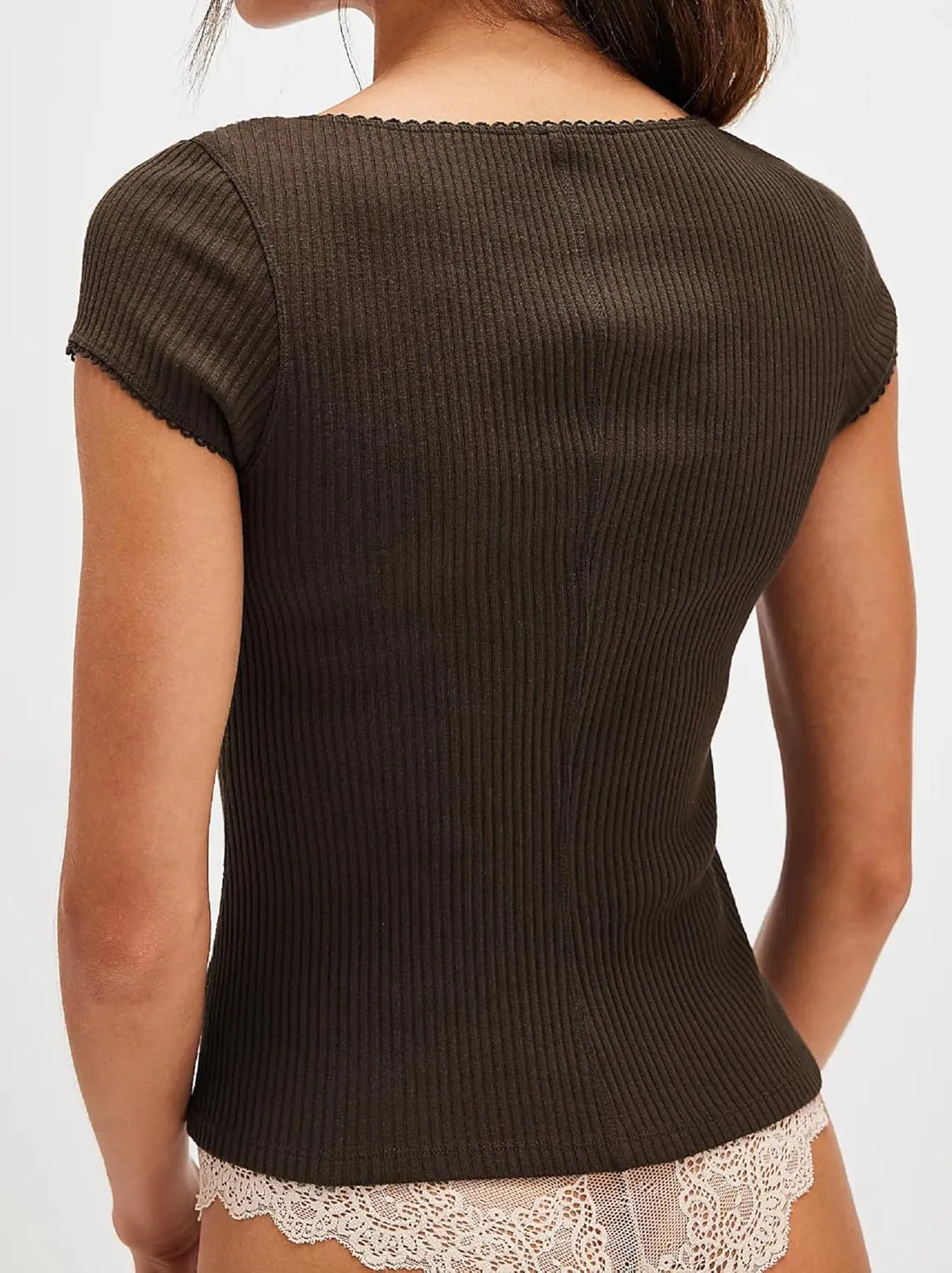 Womens Short Sleeve Button Up Slim Tshirt Crewneck Button Down Ribbed Knit Cardigan Tee Going Out Basic Dressy Tops