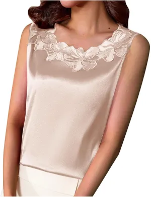 Womens Silk Satin Tank Tops Crew Neck Casual Cami Sleeveless Camisole Blouses Summer Ladies Dressy Basic Tee Shirt