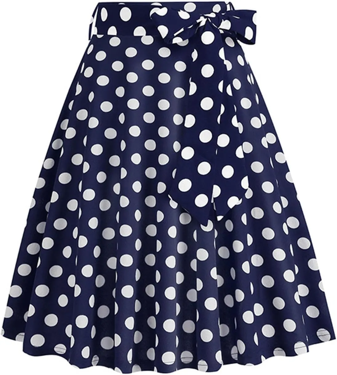 Women's Skirts Summer High Waist a-Line Casual Midi Dress Slim Fit Polka Dot Ruffle Bandage Flared Bohemian Skirt