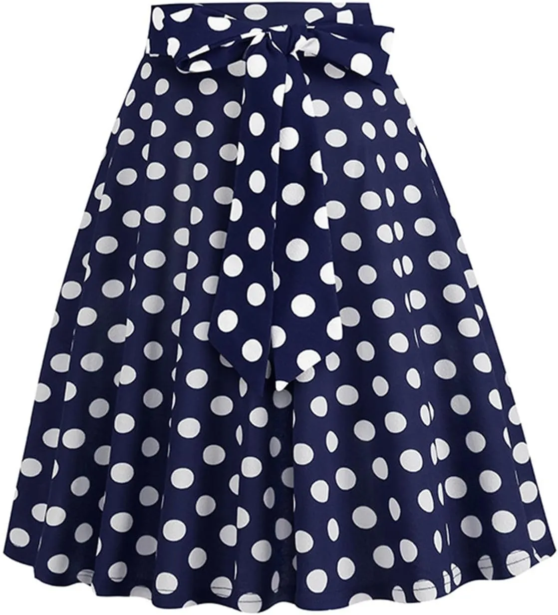 Women's Skirts Summer High Waist a-Line Casual Midi Dress Slim Fit Polka Dot Ruffle Bandage Flared Bohemian Skirt