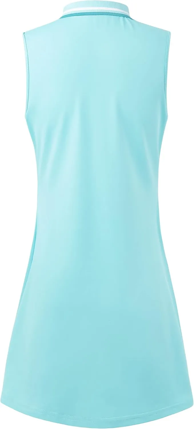 Womens Sleeveless Golf Tennis Dresses with Inner ShortsPockets for Workout Exercise