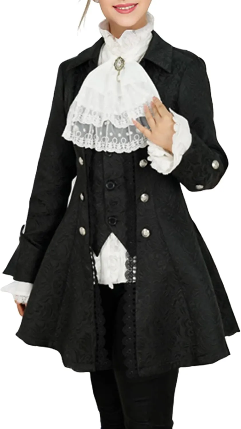 Women's Steampunk Thin Jacket Gothic Victorian Mid-century Vintage Lace-trimmed jacket