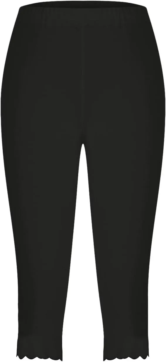 Womens Summer Casual Capri Pants Elastic High Waist Cropped Trousers Slim Fit Straight Leg Joggers Workout Yoga