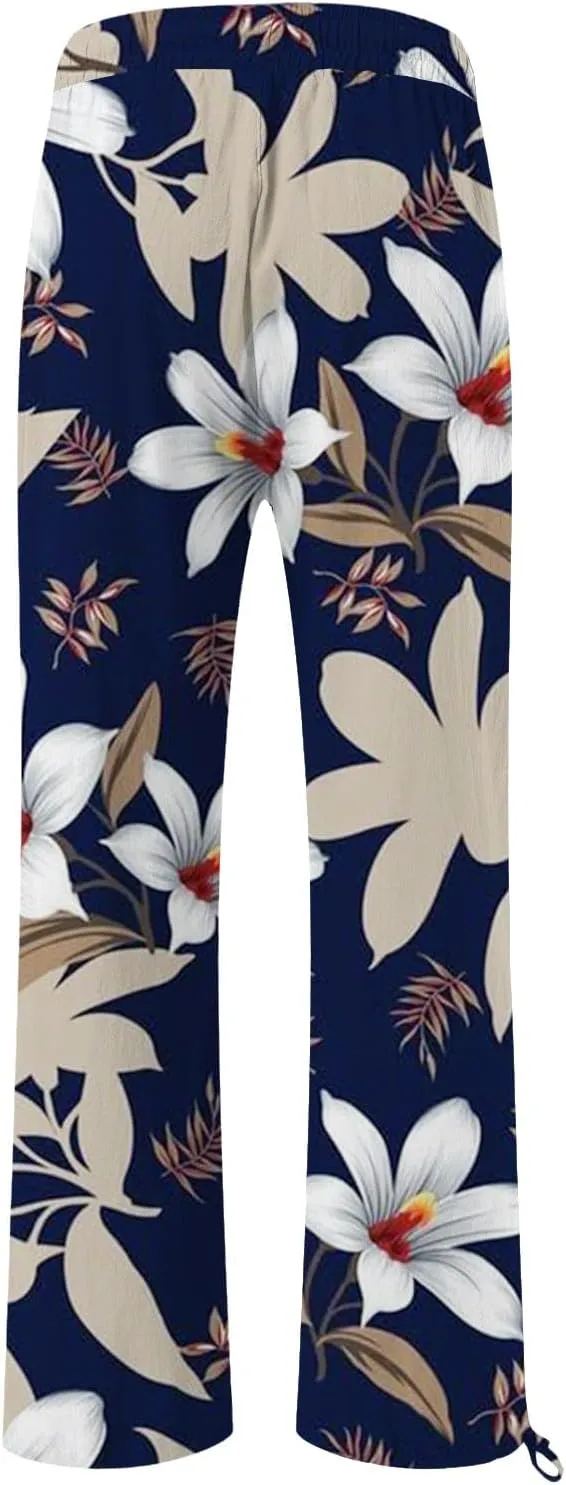 Women's Wide Leg Pants Womens Cotton Casual Loose Pants Comfy Work Pants with Pockets Elastic High Waist Paper Bag