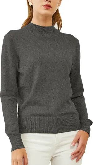 Woolicity Womens Mock Neck Sweater Long Sleeve Knit Pullover Tops Casual Lightweight Jumper Loose Pullover Tops