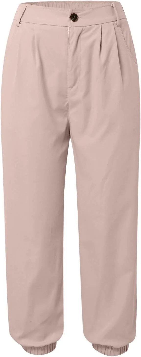 Work Capri Pant for Women Summer Business Casual High-Waist Crop Pant Fashion Dressy Trousers with Pockets S-3XL