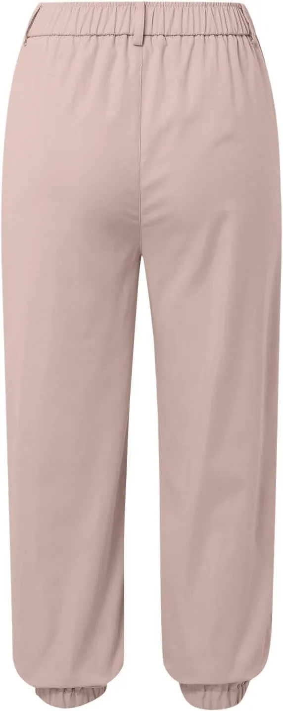 Work Capri Pant for Women Summer Business Casual High-Waist Crop Pant Fashion Dressy Trousers with Pockets S-3XL