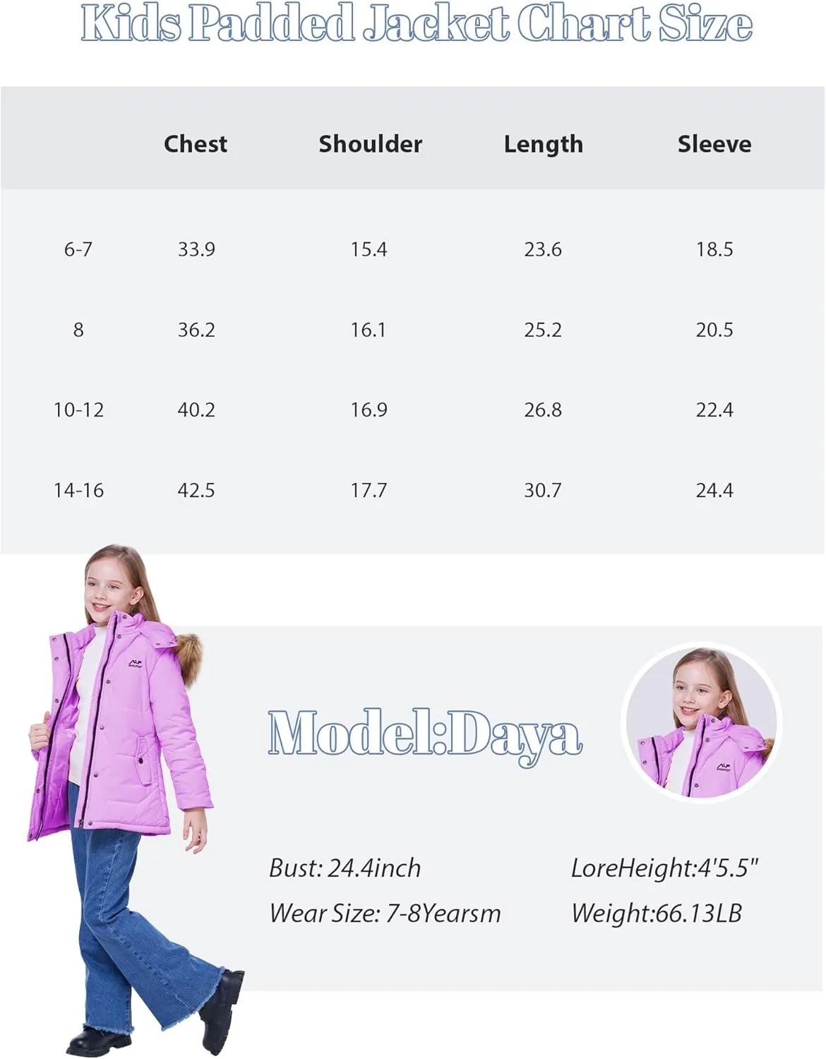 WULFUL Girl's Winter Coats Outerwear Down Puffer Jacket Waterproof with Warm Fur Hood