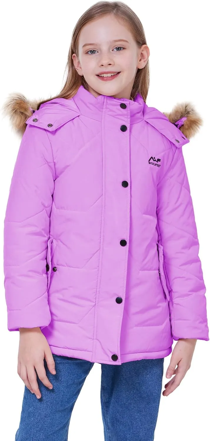 WULFUL Girl's Winter Coats Outerwear Down Puffer Jacket Waterproof with Warm Fur Hood