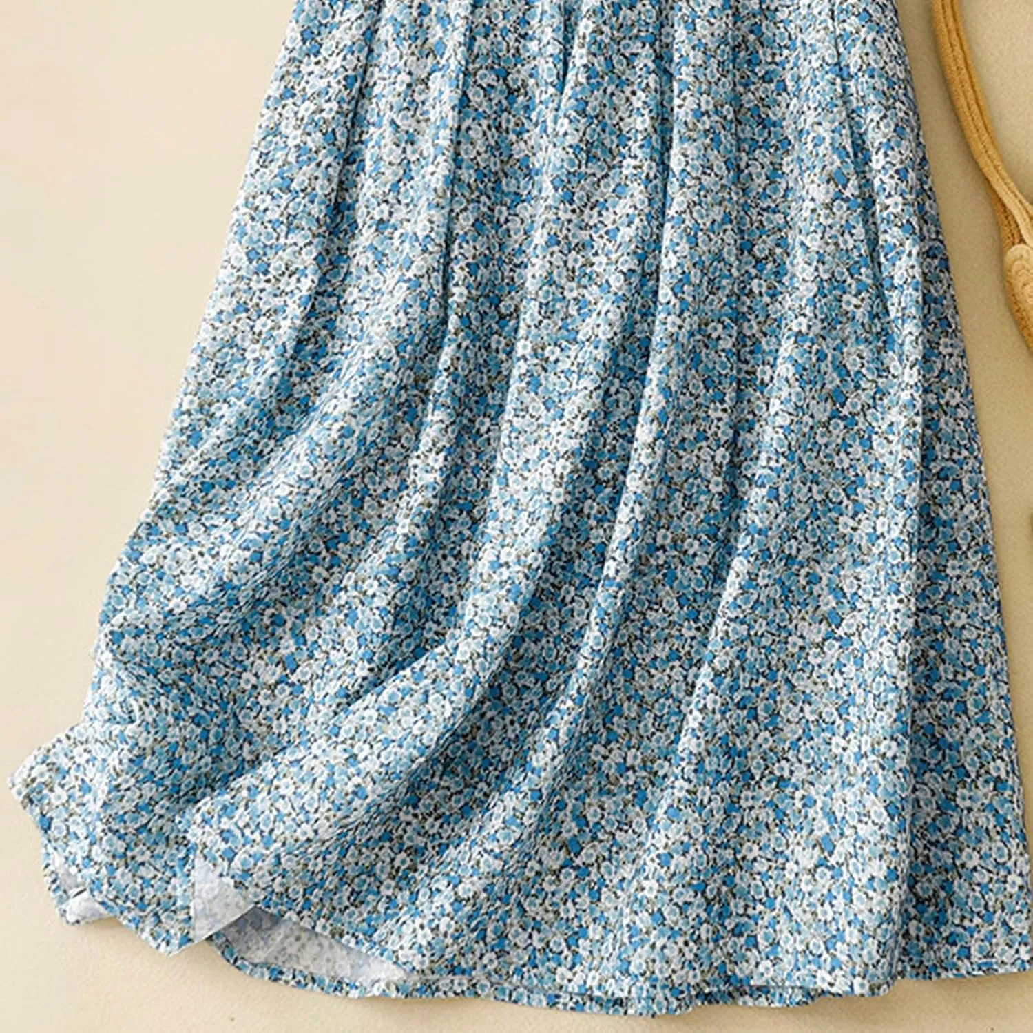 Xiaojmake Flowy Bohemian Skirt for Women Midi Length Elastic High Waist Ruffle A-Line Beach Skirt with Pockets 2024 Trendy