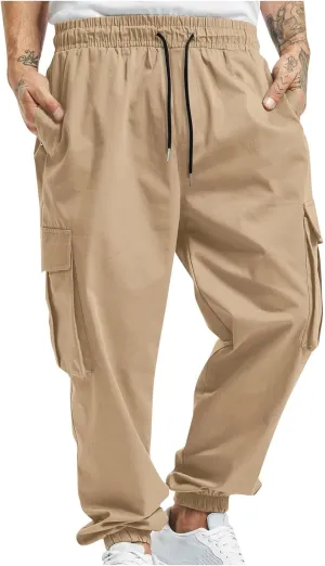 Zeiyignr Men's Cargo Jogger Pants Stretch Sweatpants Slim Fit Outdoor Hiking Pants with Multi Pockets Casual Work Trousers