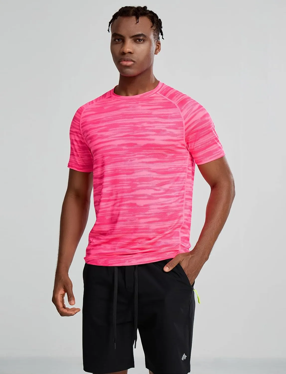 Zengjo Men's Workout Shirts Short Sleeve,Quick Dry Athletic Running Performance Crewneck T-Shirt Moisture Wicking